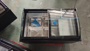 Vitrine à glaces avec comptoir en verre incurvé, vitrine à gelato commerciale de comptoir à refroidissement direct avec bacs en acier inoxydable - Product Image 3