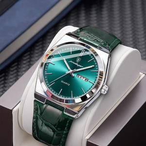 ساعة يد كوارتز فاخرة للرجال من POEDAGAR 930 بحزام من الجلد والفولاذ المقاوم للصدأ مع تقويم - Product Image 3