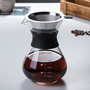 <span class=keywords><strong>400ml</strong></span> Dripper <span class=keywords><strong>Kopi</strong></span> Ramah Lingkungan dengan Pita Silikon Hitam, Filter Permanen, Saringan Stainless Steel, Teko <span class=keywords><strong>Kopi</strong></span>/Teh Kaca - Product Image 4