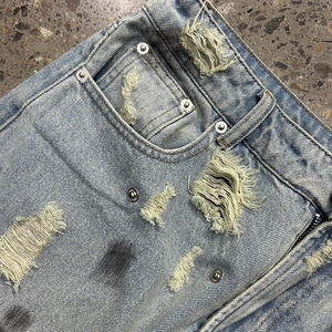 <span class=keywords><strong>Pantalones</strong></span> <span class=keywords><strong>Cortos</strong></span> <span class=keywords><strong>Vaqueros</strong></span> Holgados de Diseño Antiguo, Estilo Grunge, <span class=keywords><strong>Rotos</strong></span>, Hip Hop, Streetwear, Pierna Ancha, Lavados, Capri para <span class=keywords><strong>Hombre</strong></span> - Product Image 4