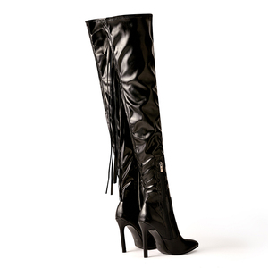 Botas Largas Hasta la Rodilla para Pole Dance Tallas 35-42 con Tacón Súper Alto, Botas de Charol Brillante para Mujer de Caña Alta y Pierna Fina para Actuaciones - Product Image 6