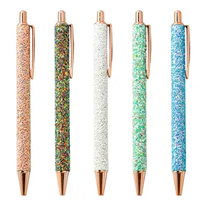 Office supplier blingbling Color Glitter Pen Small MOQ Wholesale Press out pen for woman gift