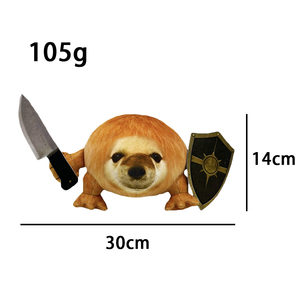 Peluche Meme 'Cosa fa il cane?' Virale, Peluche Cane 'Il mio coltello e il mio scudo', Animale di peluche divertente - Product Image 3