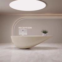 Funroad Comptoir en bois design moderne avec logo personnalisé Comptoir de réception Table blanche Comptoir de bureau