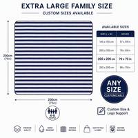 Grande couverture de pique-nique pliable imperméable à rayures avec sangle en cuir, tapis de plage extérieur écologique en Oxford 600D