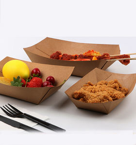 Hot-dog de service en papier kraft pour frites/frites/plateau de restauration rapide personnalisé en forme de bateau - Product Image 2