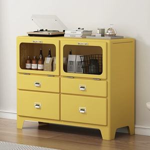 Armoire de rangement moderne en métal rouge multi-usages, gain de place, pour bar à café et spiritueux, pour salon - Product Image 6