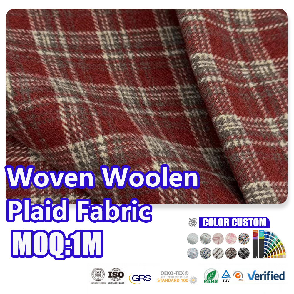 Woven Woolen Plaid Fabric Double Sided Vintage Tartan Check For Autumn Winter Coat Blazer Dress Making