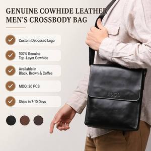 <span class=keywords><strong>Sac</strong></span> messager en <span class=keywords><strong>cuir</strong></span> personnalisé avec logo de marque tendance, <span class=keywords><strong>sac</strong></span> à <span class=keywords><strong>bandoulière</strong></span> vintage en <span class=keywords><strong>cuir</strong></span> de vachette Crazy Horse avec 3 porte-cartes, vente en gros - Product Image 1