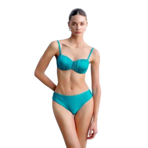 Costume da bagno HDJ Plus Size a due pezzi con controllo pancia, modello conservativo, fascia e slip a vita bassa, tinta unita, elasticizzato, per donna - Product Image 4