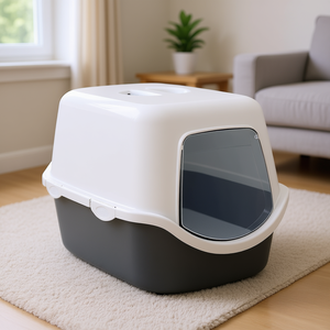 Caja de Arena para Gatos Vico 40x40x56 cm Gris Oscuro Gris Claro Bandeja Higiénica - Product Image 3