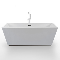 Baignoire autoportante rectangulaire à bord fin de 3mm de forme carrée Surface solide Baignoire USA pour adultes Caractéristiques Whirlpool