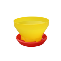 Mangeoire multifonctionnelle pour poulets et dindes en plastique jaune avec anneau anti-gaspillage, mangeoires automatiques pour volailles