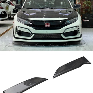 M Style Carbon Fiber Front <b>Splitter</b> Bumper Lip Fog Lights Fender <b>Splitters</b> Flaps for Honda Civic 10TH TYPE R FK8 Auto Tuning - Product Image 2