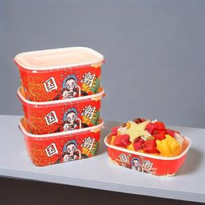 Récipient alimentaire en papier kraft jetable imprimé personnalisé bol octogonal à emporter étanche bol d'emballage bol en papier carré - Product Image 1