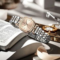 SUNLIFEX Damen-Quarzuhr mit quadratischem Gehäuse aus Legierung, wasserdicht, 10 m Wasserbeständigkeit, schlichtes, exquisites Design