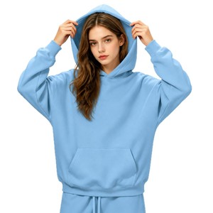 Sweat-shirt à capuche unisexe en coton-polyester 350g doublé, coupe décontractée, couleur unie, style streetwear, collection Automne/Hiver 2026 - Product Image 5