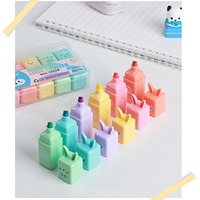 Stylo surligneur artistique personnalisé à tête inclinée, motif dessin animé mignon, multicolore