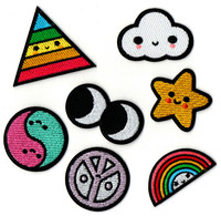 Patch thermocollant en résine brodé style Kawaii, motifs Arc-en-ciel, Triangle, Nuage, Étoile, Phases de Lune, Badge esthétique à coudre pour veste, chapeau, vêtements, DIY