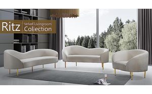 Elegante y Moderno Conjunto <span class=keywords><strong>de</strong></span> Sofás y Sillones <span class=keywords><strong>de</strong></span> Terciopelo para Salón, Bodas, Hogar, Hotel, Comedor, Exterior y Dormitorio - Product Image 2