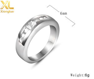Stainless Steel Unisex <b>Rings</b> Inlaid Classic Luxury <b>Gold</b> Channel <b>Set</b> Wedding Engagement Party Gifts Wedding Bands - Product Image 6