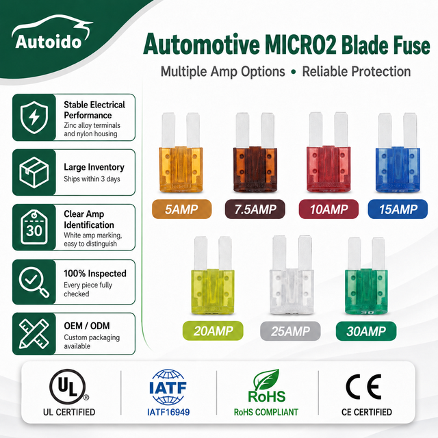 Micro2 Two Pin Blade Fuse 32V High Temperature Resistant Nylon PA66 Material New Energy Vehicle Battery Wire Harness Square Body