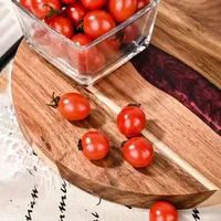 Planche à découper ronde en bois d'acacia et résine-Plateau de cuisine parfait pour steak, collations, fruits | Utilisation à la maison et au restaurant