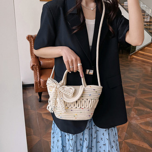 This year's trendy French-inspired <b>straw</b> <b>bags</b>, handmade beach woven <b>bags</b>, niche handbags, shopping baskets, and beach <b>bags</b>. - Product Image 2