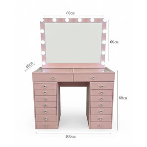 Anti - Tip Function Pink <strong>Dressing</strong> <strong>Table</strong> and Makeup Vanity <strong>Table</strong> <strong>with</strong> <strong>Mirror</strong> Suitable for Family Homes and Furniture Stores - Product Image 3