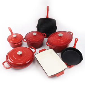 Batterie de cuisine <span class=keywords><strong>en</strong></span> <span class=keywords><strong>fonte</strong></span>, meilleure vente, 7 pièces, casserole et braisière émaillées écologiques, couleur <span class=keywords><strong>personnalisable</strong></span> - Product Image 4