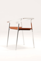 Chaise de salle à manger de style nordique JP, hôtel, restaurant, villa, salon, cadre en acier inoxydable, fauteuil en cuir, meubles