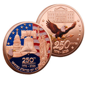 库存金属工艺品美国250周年爱国主义纪念品纪念挑战硬币电镀铁镀金冲压加工 - Product Image 6