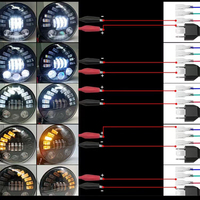 HYNBYZJ Nouveau produit moto phare Halo Anneau Angle Eye feux de croisement blanc jaune lumières 7 pouces rond led phare