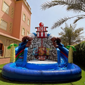 Fête commerciale cavaliers rebond maison toboggan été chaud enfants Pirate thème toboggan gonflable avec grande piscine Splash - Product Image 1