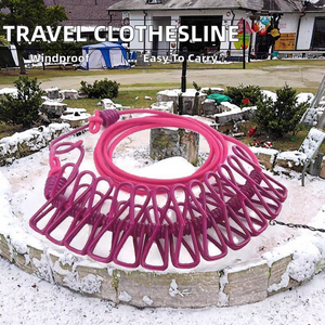 Corde à <span class=keywords><strong>linge</strong></span> extensible pour camping en extérieur avec 12 pinces, corde à chaussettes de voyage, corde de séchage pour <span class=keywords><strong>linge</strong></span> <span class=keywords><strong>suspendu</strong></span> - Product Image 3