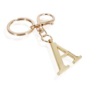 Kadın erkek çanta çanta için altın harf A-Z anahtarlık Metal alfabe ilk mektup anahtarlık yenilik-anahtarlık