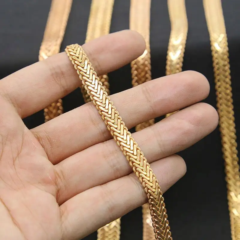 custom jewelry findings gold plated metal brass jewelry making gold curb chain for jewelry DIY