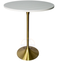Vente directe d'usine haute ronde noir et or mdf balcon fil tables de bar à cocktails en acier inoxydable