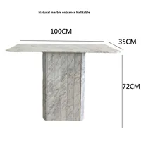 Table console en marbre blanc de Carrare italien, style moderne minimaliste, bureau étroit mural pour entrée, couloir, villa, hôtel
