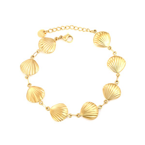 Summer Ocean Theme Shell Stainless Steel <b>Bracelet</b> 18k Gold Plated Necklace Jewelry <b>Set</b> For Women - Product Image 5