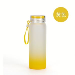 Bouteille de voyage en verre borosilicate de haute qualité, 17 oz, avec dégradé ombré pastel, couleur assortie, couvercle avec mini-attache en corde, compatible alimentaire - Product Image 3