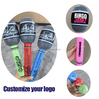 Microphones gonflables Joyee avec logo personnalisé, 24/35 cm, jouets de microphone de concert, décorations de fête musicale, jouet de piscine gonflable pour enfants