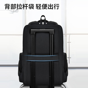 Laptop <b>Backpack</b> <b>Large</b> Capacity Multi Functional Business Travel Black Solid Color Breathable With Back Cushioning - Product Image 4