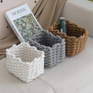 Cesta de Almacenamiento de Cuerda de Algodón Tejida a Mano Estilo Japonés <span class=keywords><strong>para</strong></span> Cocina, Escritorio, Cosméticos, Juguetes, Artículos <span class=keywords><strong>para</strong></span> Bebés, Organizador de Bocadillos - Product Image 4