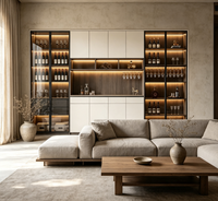 Meuble à vin mural moderne avec éclairage LED, vitrine à liqueurs en verre trempé, meuble de rangement pour bar à domicile sur mesure