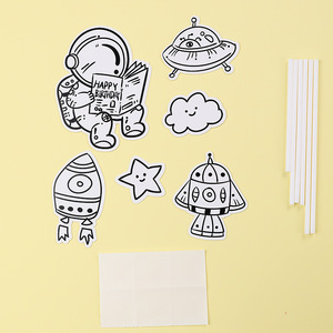 Neue hand gezeichnete Art <span class=keywords><strong>Astronaut</strong></span> Geburtstags torte Dekoration Cartoon Space Cake Topper zum Backen Dekoration - Product Image 4