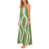 Sortie d'usine lâche Silhouette robe de plage Puakenikeni motif Design personnalisé Maxi robe à imprimé hawaïen