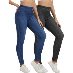 FOXA Leggings skinny extensibles taille haute pour femme avec poches, effet ventre plat, épaisseur standard - Product Image 1