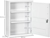 Armoire murale de premiers secours avec serrure, boîte de rangement à 3 niveaux pour médicaments, organisateur d'articles médicaux d'urgence pour la maison, le bureau et l'école