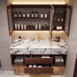 Nuevo lavabo integrado de cerámica estilo chino, color nogal, mueble de baño, lavabo personalizado de estilo minimalista. - Product Image 4